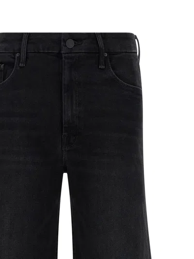Mother Blue Cotton Fla Women's Jeans In Black