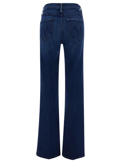 MOTHER BLUE FIVE-POCKET STRAIGHT JEANS IN STRETCH COTTON BLEND DENIM WOMAN