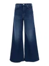 Mother 'the Undercover Sneak' Blue Jeans With Palazzo Style And Logo Patch On The Rear In Blue