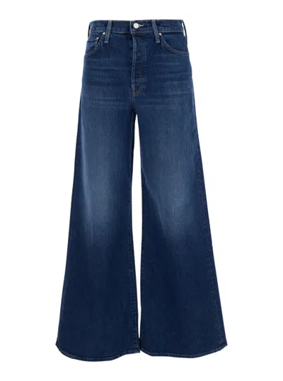 MOTHER MOTHER BLUE FIVE-POCKET WIDE JEANS IN DENIM