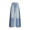 Mother Womens Blinded By The Dark Pipedream Sneak Fray Wide-leg Denim Jeans In Blue