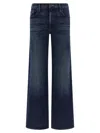 Mother Wide Leg Mid Rise Denim Trousers In Blue