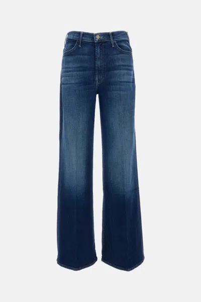 Mother The Mid Rise Mavin Sneak Blue Jeans With Belt Loops And Logo Embroidery On The Rear In Denim Woman
