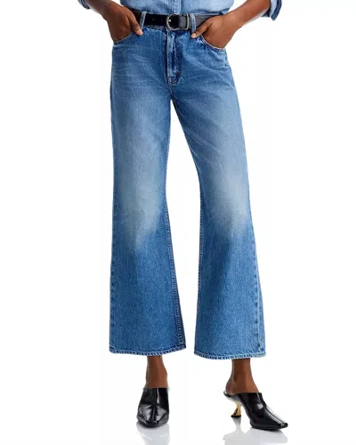 Mother Bookie Flooded Wide Leg Jeans In Deans List In Blue