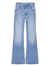 Mother Womens High On The Hog Hustler Roller Ankle Flared-leg Mid-rise Stretch-denim Jeans In Blue