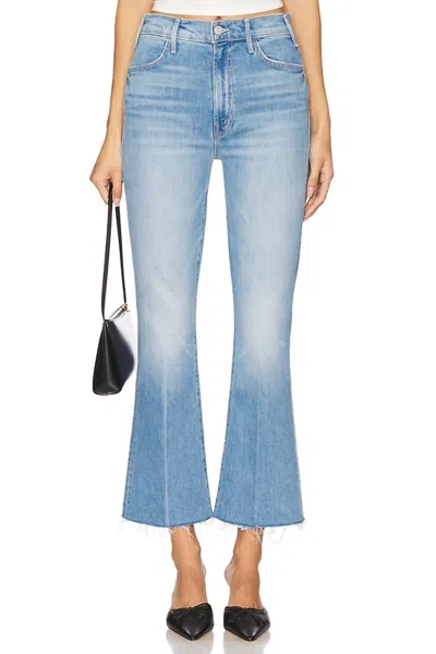 Mother Bootcut Hustler Fray Jeans In No Offense But In Blue