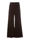 Mother 'ditcher' Brown Five Pockets Jeans With Wide Leg In Corduroy Woman In Black