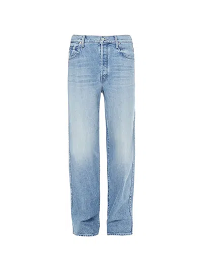 Mother Buttoned Embroidered Jeans In Blue