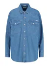 Mother Long-sleeved Denim Shirt In Blue