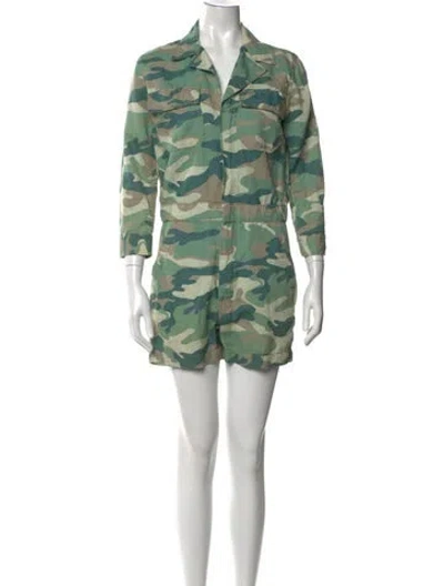 Pre-owned Mother Camouflage Print Jumpsuit In Green