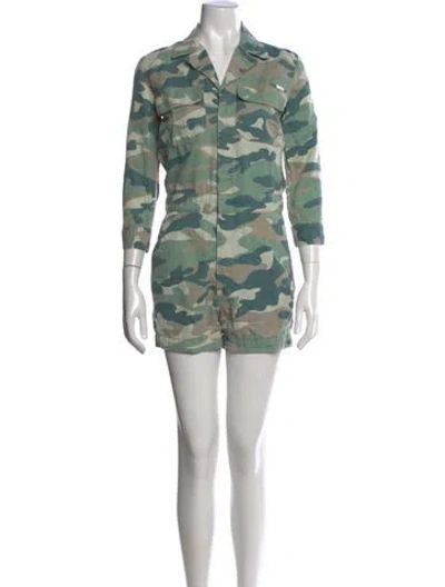 Pre-owned Mother Camouflage Print Jumpsuit In Green