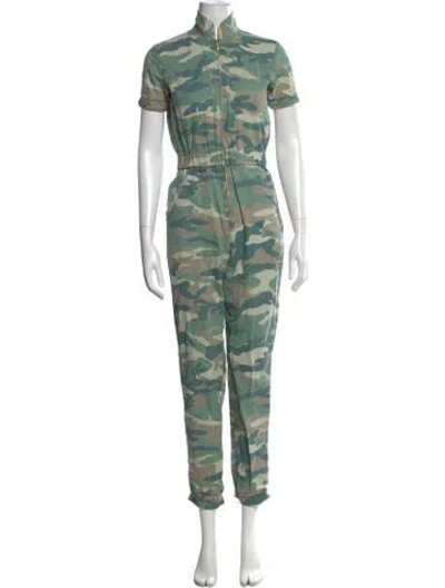 Pre-owned Mother Camouflage Print Jumpsuit In Green