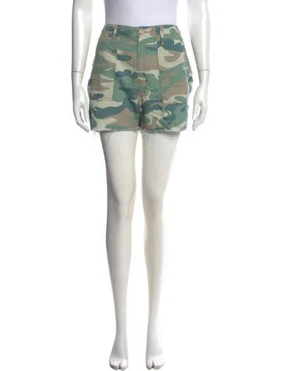 Pre-owned Mother Camouflage Print Mini Shorts In Green