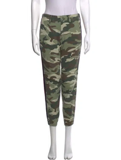 Pre-owned Mother Camouflage Print Straight Leg Pants In Black/green