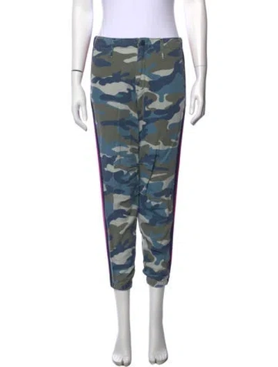 Pre-owned Mother Camouflage Print Straight Leg Pants In Blue