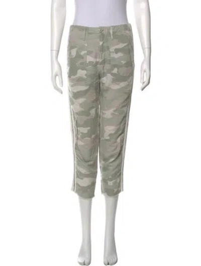 Pre-owned Mother Camouflage Print Straight Leg Pants In Green