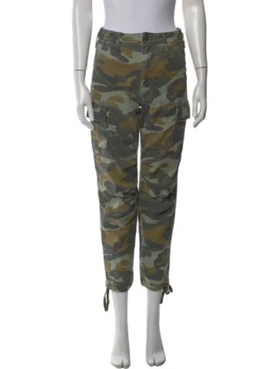 Pre-owned Mother Camouflage Print Straight Leg Pants In Green
