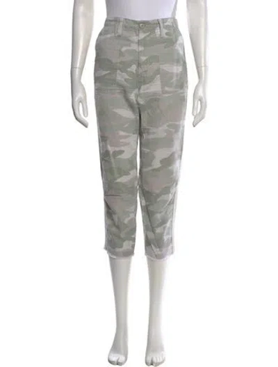 Pre-owned Mother Camouflage Print Straight Leg Pants In Green