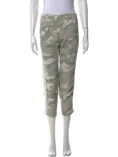 Pre-owned Mother Camouflage Print Straight Leg Pants In Green