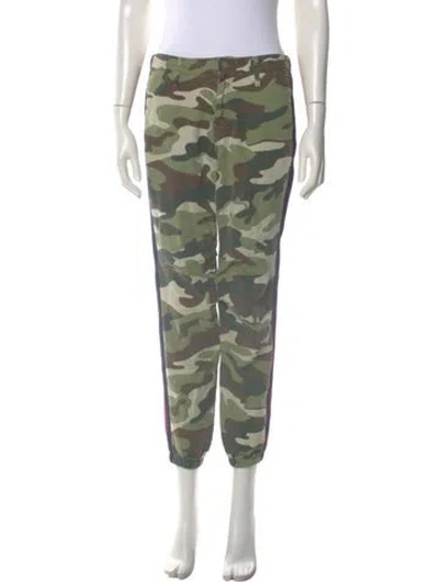 Pre-owned Mother Camouflage Print Straight Leg Pants In Green