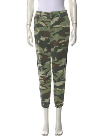 Pre-owned Mother Camouflage Print Straight Leg Pants In Green