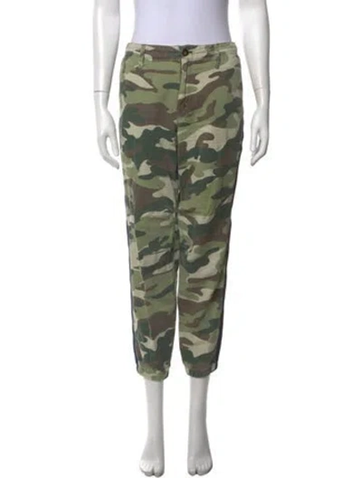 Pre-owned Mother Camouflage Print Straight Leg Pants In Green