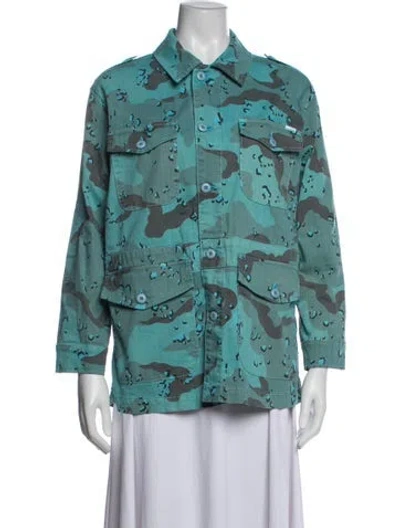 Pre-owned Mother Camouflage Print Utility Jacket In Blue