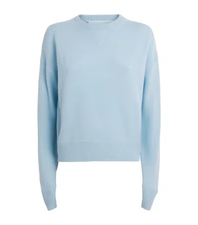 Mother Cashmere Logo Sweater In Blue