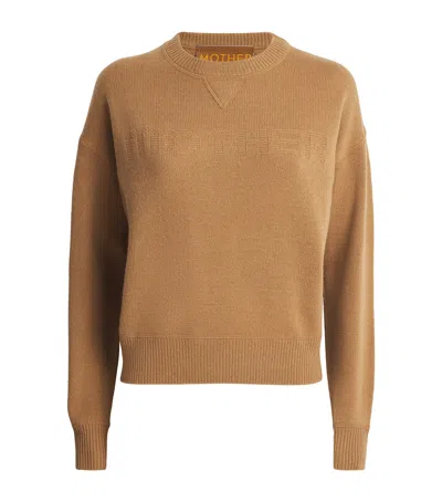 Mother Cashmere Logo Sweater In Brown
