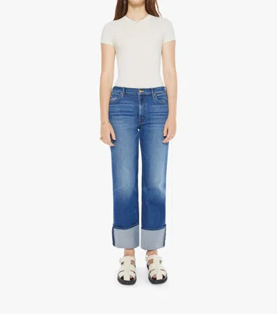 MOTHER CHECKERBOARD DUSTER FLOOD CUFF JEANS IN BUNNY HOP