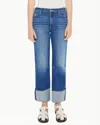 Mother Checkerboard Duster Flood Cuff Jeans In Bunny Hop In Blue