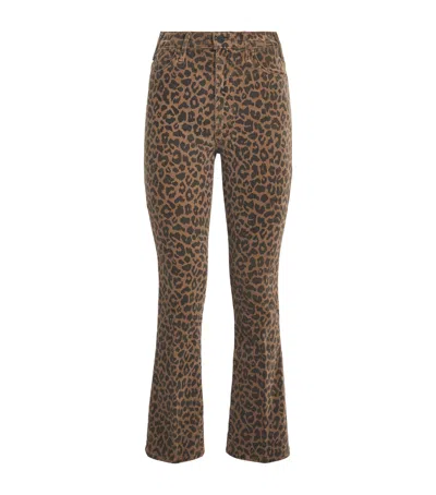 Mother Cheetah Print The Hustler Flood Flared Jeans In Animal Print