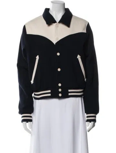 Pre-owned Mother Colorblock Pattern Bomber Jacket In Black