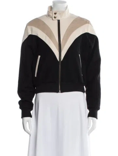 Pre-owned Mother Colorblock Pattern Bomber Jacket In Black