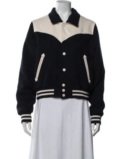 Pre-owned Mother Colorblock Pattern Bomber Jacket In Black