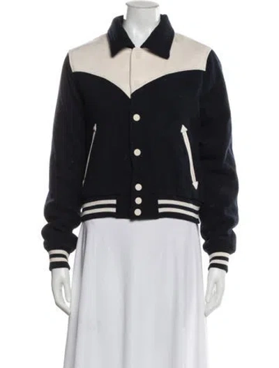 Pre-owned Mother Colorblock Pattern Bomber Jacket In Blue