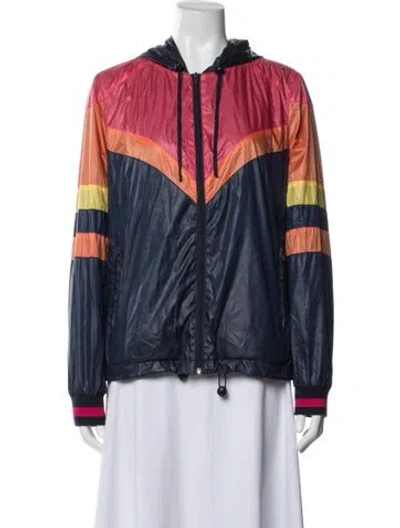 Pre-owned Mother Colorblock Pattern Bomber Jacket In Blue