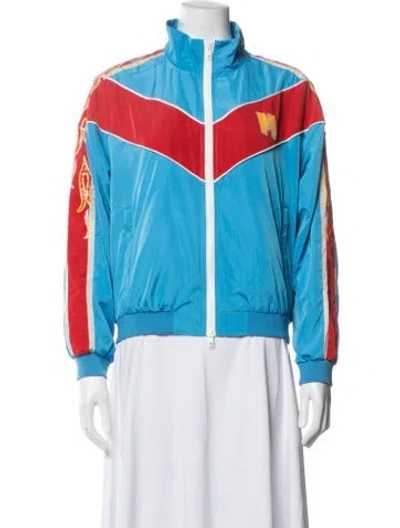 Pre-owned Mother Colorblock Pattern Bomber Jacket In Blue