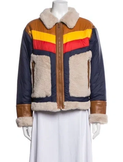 Pre-owned Mother Colorblock Pattern Bomber Jacket In Multicolor