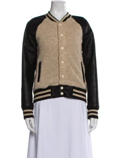Pre-owned Mother Colorblock Pattern Bomber Jacket In Neutral