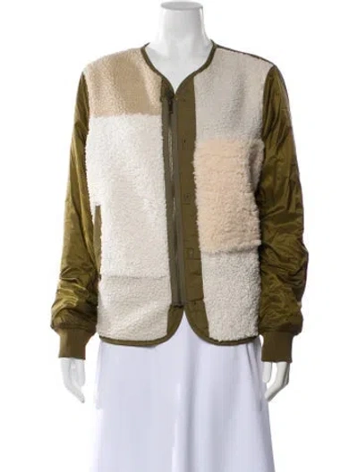 Pre-owned Mother Colorblock Pattern Bomber Jacket In Neutral