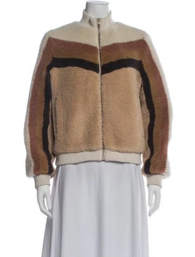 Pre-owned Mother Colorblock Pattern Bomber Jacket In Neutral