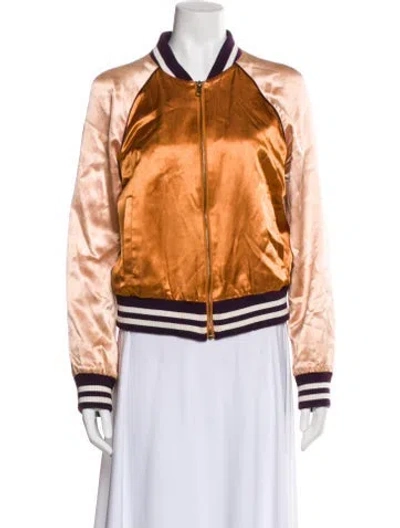 Pre-owned Mother Colorblock Pattern Bomber Jacket In Orange