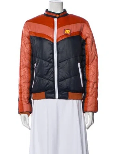 Pre-owned Mother Colorblock Pattern Bomber Jacket In Orange
