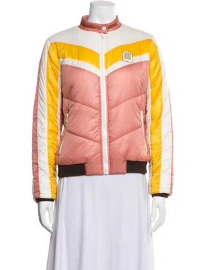 Pre-owned Mother Colorblock Pattern Bomber Jacket In Orange