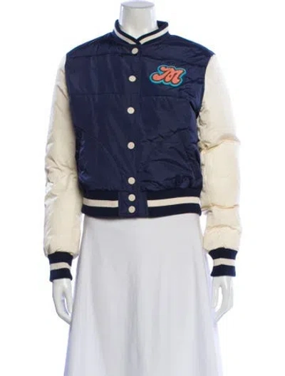 Pre-owned Mother Colorblock Pattern Bomber Jacket W/ Tags In Blue