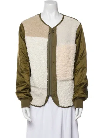 Pre-owned Mother Colorblock Pattern Coat In Green