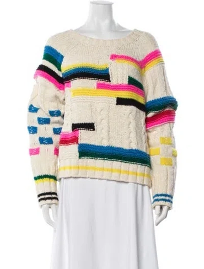 Pre-owned Mother Colorblock Pattern Crew Neck Sweater In Neutral