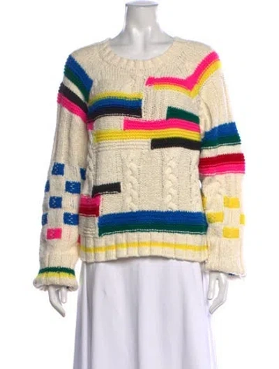 Pre-owned Mother Colorblock Pattern Crew Neck Sweater In Neutrals