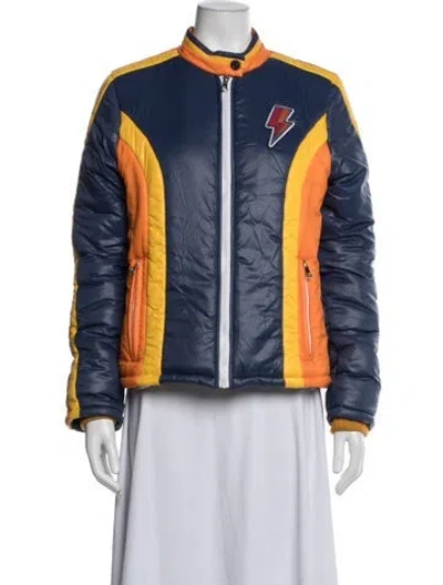 Pre-owned Mother Colorblock Pattern Down Jacket In Blue